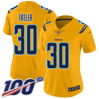 Los Angeles Chargers NFL Football Austin Ekeler Gold Jersey Women Limited 30 100th Season Inverted Legend